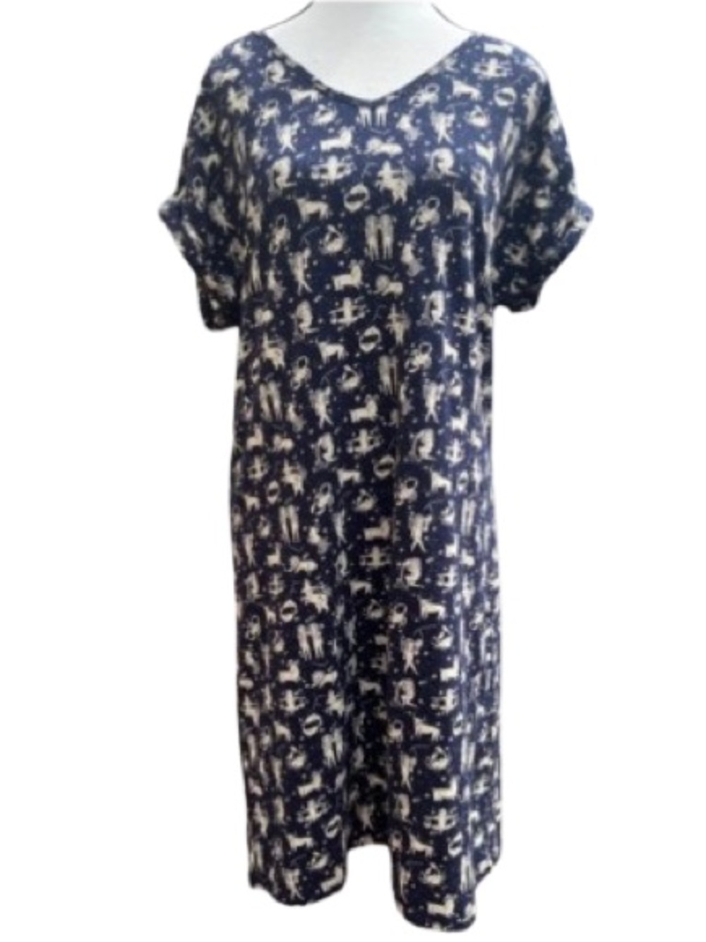 Mata Traders Delilah Zodiac Shift Dress Sz S Navy Whimsigoth Organic Cotton